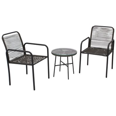 Garnitur Sitzgruppe 3-teilig, Stahl anthrazit mit Rope-Optik