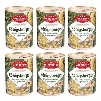 Dreistern 6x Königsberger Klopse mit Kartoffeln in Kapernsauce 400g Ringpull-Dose
