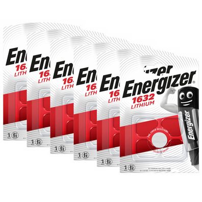 6x Energizer CR 1632 3V Batterie Lithium Knopfzelle DL1632 1er Blister CR1632