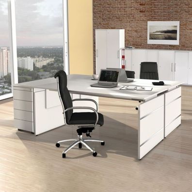 Schreibtisch Neapel mit Wangengestell 160x80, 180x80, 200x100 x68-82cm