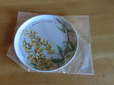 Untersetzer Metalluntersetzer weiß mit Pflanze Laburnum anagyroides Goldregen