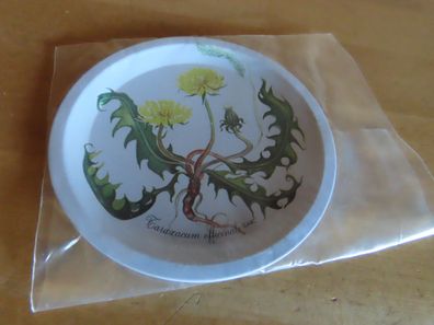 Untersetzer Metalluntersetzer weiß mit Pflanze Taraxacum officinale Löwenzahn