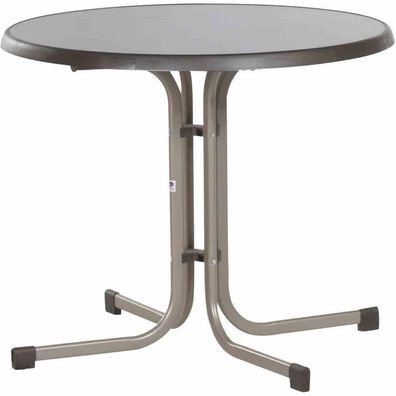 Tisch 209/CM 86 cm champagner Gestell aus Stahl in champagner, Tischplatte aus Mecal