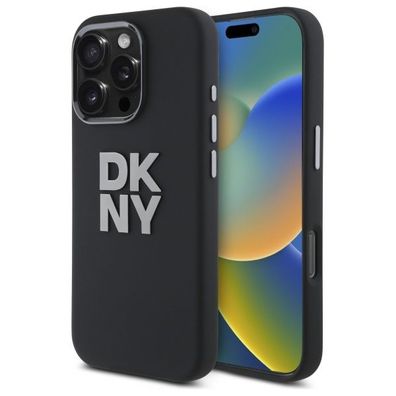 Handyhülle Case iPhone 16 Pro Max DKNY Silikon schwarz Logo glänzend