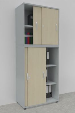 Aktenschrank Mega mit Schiebetüren 2-teilig Korpus montiert Schiebetürenschrank