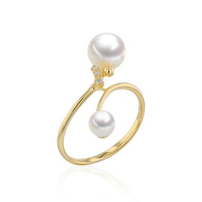 Luna-Pearls - 005.1099 - Ring - Damen - 750GG - Süßwasser-Zuchtperle und Brillanten
