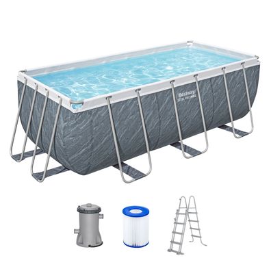 Steel Pro MAX™ Frame Pool Set mit Filterpumpe 412 x 201 x 122 cm, Marmor-Optik