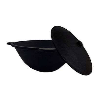 Kazan Gusseisen 30 Liter Aludeckel usbekischer Kasan runder Boden