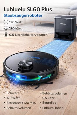 Lubluelu SL60 Plus Saugroboter 120W 120Min Beutellos Li-Ion Schwarz - Kaufen