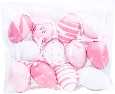 Riffelmacher Ostereier Kunststoff dekoriert pink 6cm 12stk
