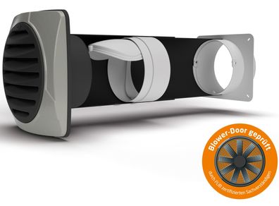 Rundrohr Ø 150mm Teleskop-Mauerkasten 35-68cm Blower-Door Thermozone Dunstabzug