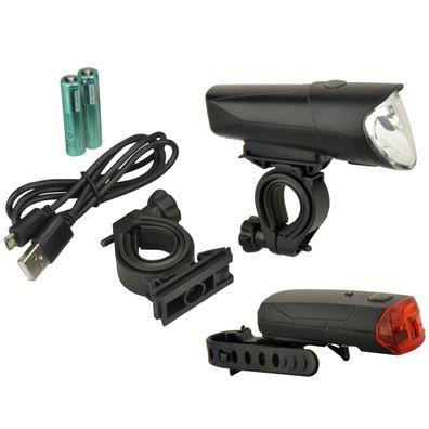 Fischer LED Fahrrad-Licht Set Beleuchtung Akku Frontlampe 50 Lux Rücklicht StVZO