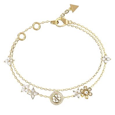 Guess Schmuck Damen-Armband Multi Flowers Weiß/Goldfarben JUBB06029JWYGS