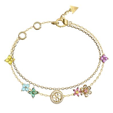 Guess Schmuck Damen-Armband Flowers Bunt/Goldfarben JUBB06029JWYGMCS