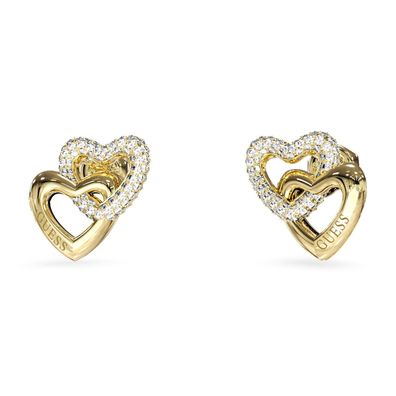 Guess Schmuck Damen-Ohrringe Ohrstecker Herzen Goldfarben JUBE06015JWYGT/U