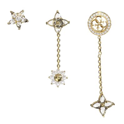 Guess Schmuck Damen-Ohrringe 3er-Set 4G Crystals Flowers JUBE06034JWYGT/U