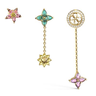 Guess Schmuck Damen-Ohrringe 3er-Set 4G Crystals Flowers Bunt JUBE06034JWYGMCT/U