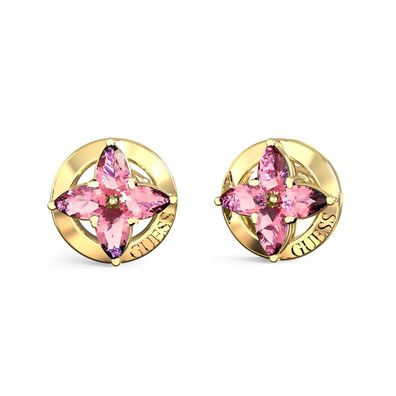 Guess Schmuck Damen-Ohrringe Ohrstecker Flowers Pink Goldfarben JUBE06040JWYGGNT/U