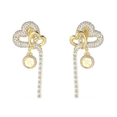 Guess Schmuck Damen-Ohrringe Pavé Herz Ohrhänger Goldfarben JUBE06053JWYGT/U