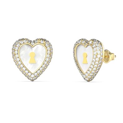 Guess Schmuck Damen-Ohrringe Ohrstecker Herz Perlmutt Goldfarben JUBE06065JWYGT/U