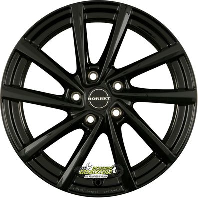 4x Borbet V black glossy 7x19 ET43 - LK5/112 ML57.06 Felge Alu