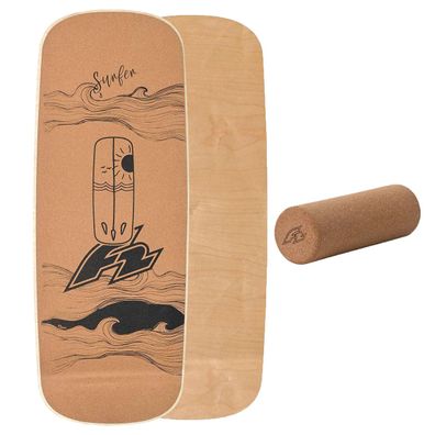 F2 Kork Balance Board Pill 83 x 29 cm + Kork Rolle