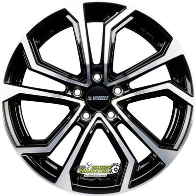 4x itWheels Ella gloss black polished 8x18 ET45 - LK5/112 ML66.5 Felge Alu