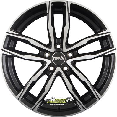 4x DBV Vienna II schwarz glänzend front poliert 8.5x19 ET30 - LK5/112 ML70.1 Felge