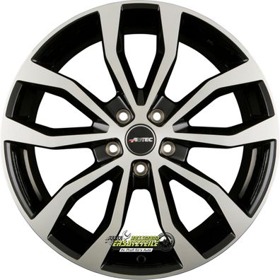 4x Autec Typ U - Uteca schwarz poliert 8x18 ET25 - LK5/112 ML70 Felge Alu