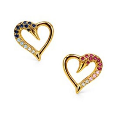 Ohrstecker - Silber gold - Fusion Schwan Herz