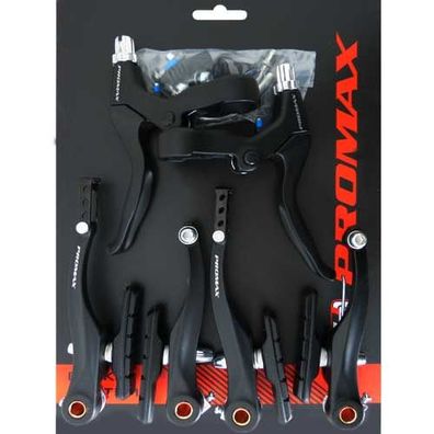 Bremsenset Promax schwarz, V-Brake + Bremshebel, Messingschlager, 360859