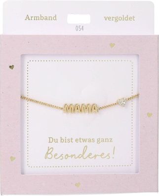 Damen Edelstahl Armband mit Herz-Anhaenger, 15-20cm Verstellbar-MAMA Gold
