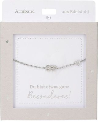 Damen Edelstahl Armband mit Herz-Anhaenger, 15-20cm Verstellbar-BFF Silber