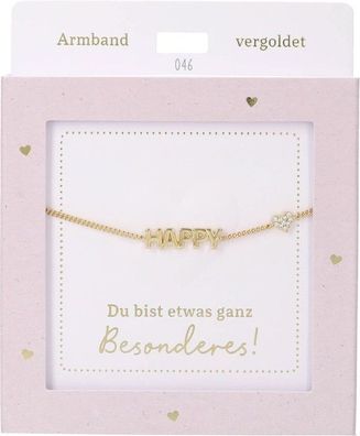 Damen Edelstahl Armband mit Herz-Anhaenger, 15-20cm Verstellbar-HAPPY Gold