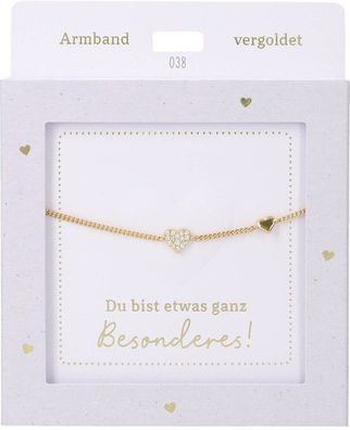 Damen Edelstahl Armband mit Herz-Anhaenger, 15-20cm Verstellbar-Herz Gold