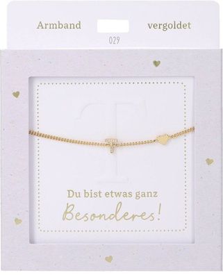 Damen Edelstahl Armband mit Herz-Anhaenger, 15-20cm Verstellbar-T Gold