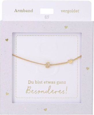 Damen Edelstahl Armband mit Herz-Anhaenger, 15-20cm Verstellbar-S Gold