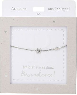 Damen Edelstahl Armband mit Herz-Anhaenger, 15-20cm Verstellbar-R Silber
