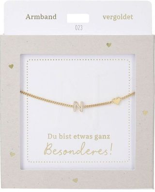 Damen Edelstahl Armband mit Herz-Anhaenger, 15-20cm Verstellbar-n Gold