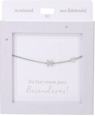 Damen Edelstahl Armband mit Herz-Anhaenger, 15-20cm Verstellbar-N Silber