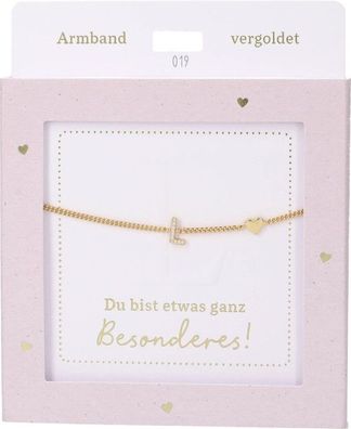 Damen Edelstahl Armband mit Herz-Anhaenger, 15-20cm Verstellbar-L Gold