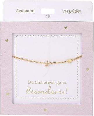 Damen Edelstahl Armband mit Herz-Anhaenger, 15-20cm Verstellbar-J Gold