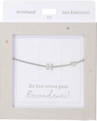 Damen Edelstahl Armband mit Herz-Anhaenger, 15-20cm Verstellbar-H Silber