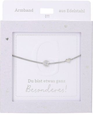 Damen Edelstahl Armband mit Herz-Anhaenger, 15-20cm Verstellbar-G Silber