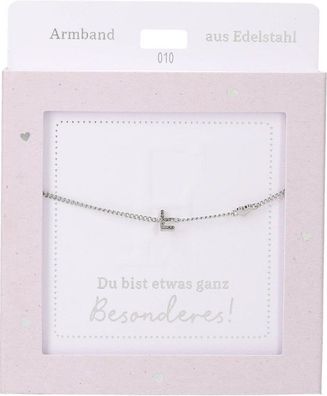 Damen Edelstahl Armband mit Herz-Anhaenger, 15-20cm Verstellbar-F Silber