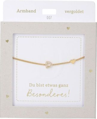 Damen Edelstahl Armband mit Herz-Anhaenger, 15-20cm Verstellbar-D Gold