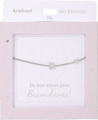 Damen Edelstahl Armband mit Herz-Anhaenger, 15-20cm Verstellbar-D Silber