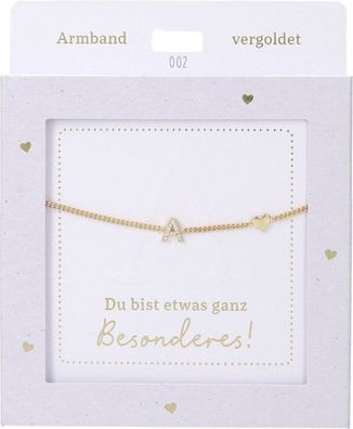 Damen Edelstahl Armband mit Herz-Anhaenger, 15-20cm Verstellbar-A Gold