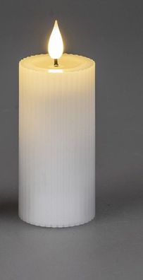 Formano LED-Wachskerze Kerze Streifen weis 5x8cm inklusive Kerze mit Timerfunktion;