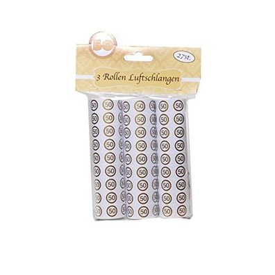 Luftschlangen "50", gold, 3-tlg. fuer Goldhochzeit, Jubilaeum oder auch fuer 50. Gebu